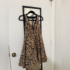 Elegant Black and Tan Dress